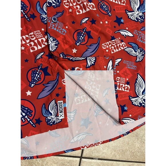 Dixxon Shirt Mens XXL Red Give Em The Bird D Lite PARTY Hawaiian eagle AOP - Picture 5 of 6